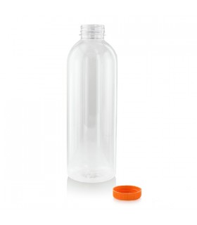 Bouteille transparente en plastique PET avec bouchon orange 38x80mm H244mm 1000ml