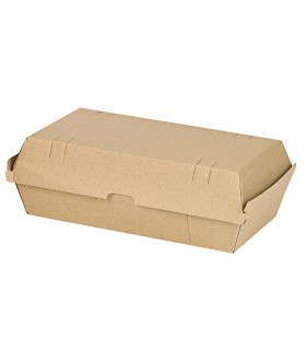 Boite burger carton kraft brun microcannelé  245x135mm H75mm