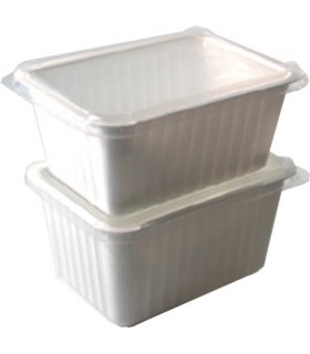 Barquette scellable plastique PP rectangulaire blanche 192x137mm H86mm 1400ml