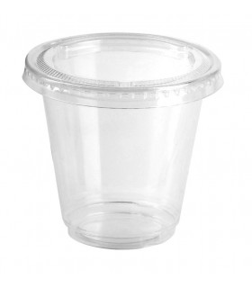 Pot à sauce rond transparent en plastique PP avec couvercle en plastique plat