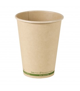 Gobelet beige en carton fibre de bambou sans plastique, Waterbased  H110mm 350ml