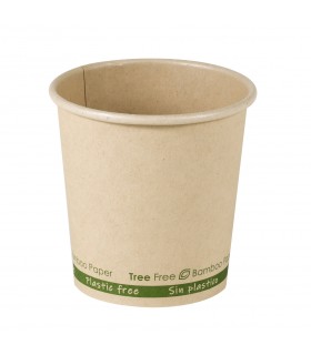 Gobelet beige en carton fibre de bambou sans plastique, Waterbased  H62mm 120ml