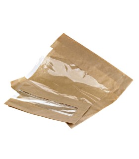 Sac papier kraft brun à fenêtre microperforée 180x40mm H220mm
