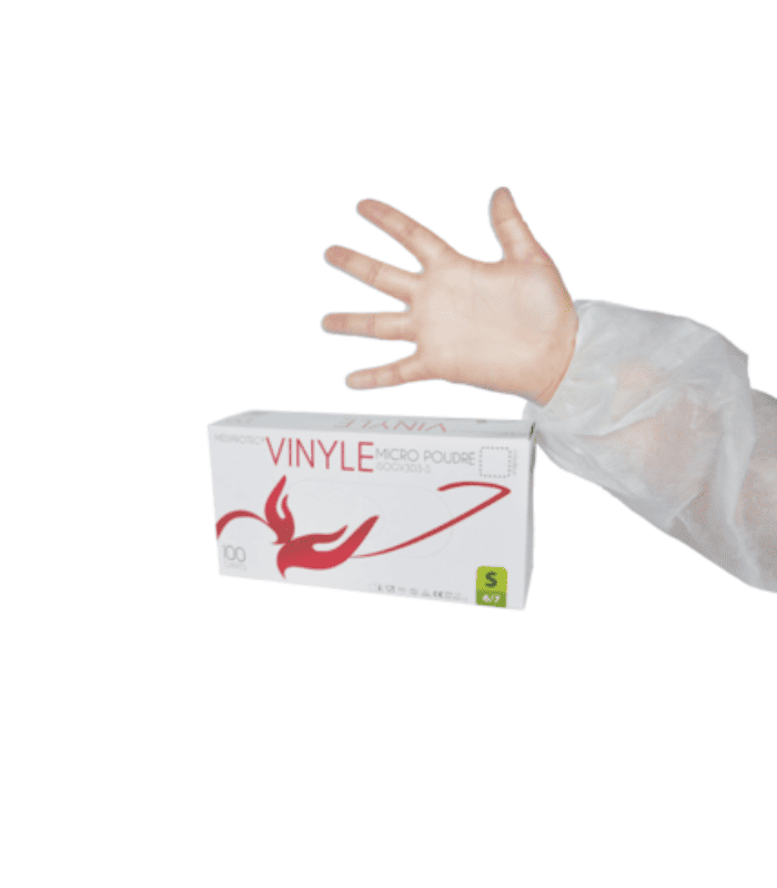 Gant vinyle micro-poudré taille XL 5,2 gr - Conforme à la règlementation REACH 240x115mm