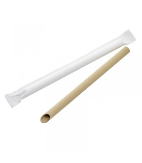 Paille biseautée Kraft pour Bubble Tea - emballage individuel  H200mm - 3000Pcs
