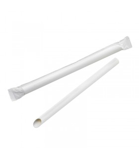 Paille biseautée blanche pour Bubble Tea - emballage individuel  H200mm - 3000Pcs