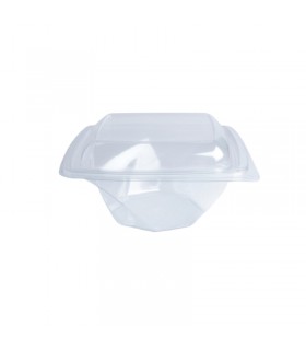 Saladier PET carré transparent vrillé  200x200mm H80mm 1000ml - 400Pcs