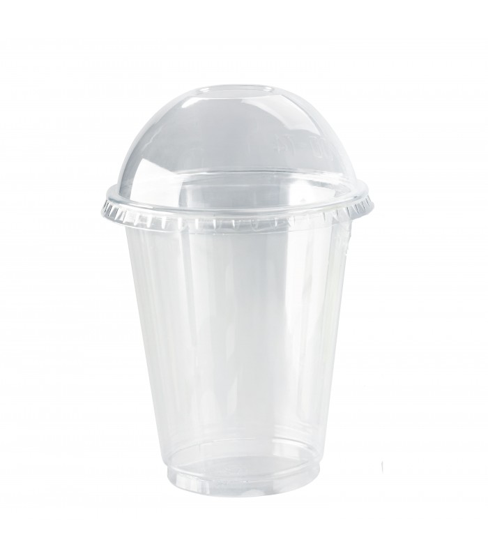Pot plastique PET transparent avec couvercle dôme et trou   H85mm 200ml - 500Pcs