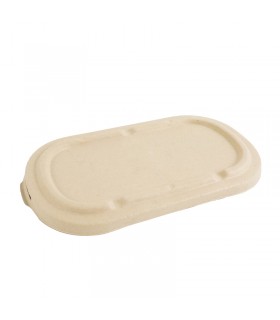 Couvercle plat rectangulaire brun en pulpe  240x135mm H15mm - 300Pcs
