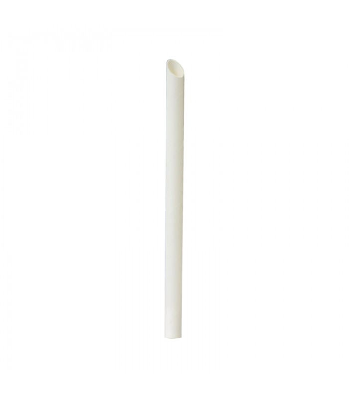 Paille biseautée blanche pour Bubble Tea   H200mm - 3000Pcs