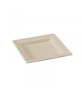 Assiette carrée brune en pulpe  160x160mm - 500Pcs