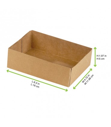 Boite pâtissière carton brun sans couvercle  160x120mm H50mm - 100Pcs