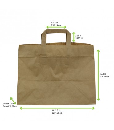 Sac cabas papier kraft brun recyclé 320x200mm H250mm-250Pcs