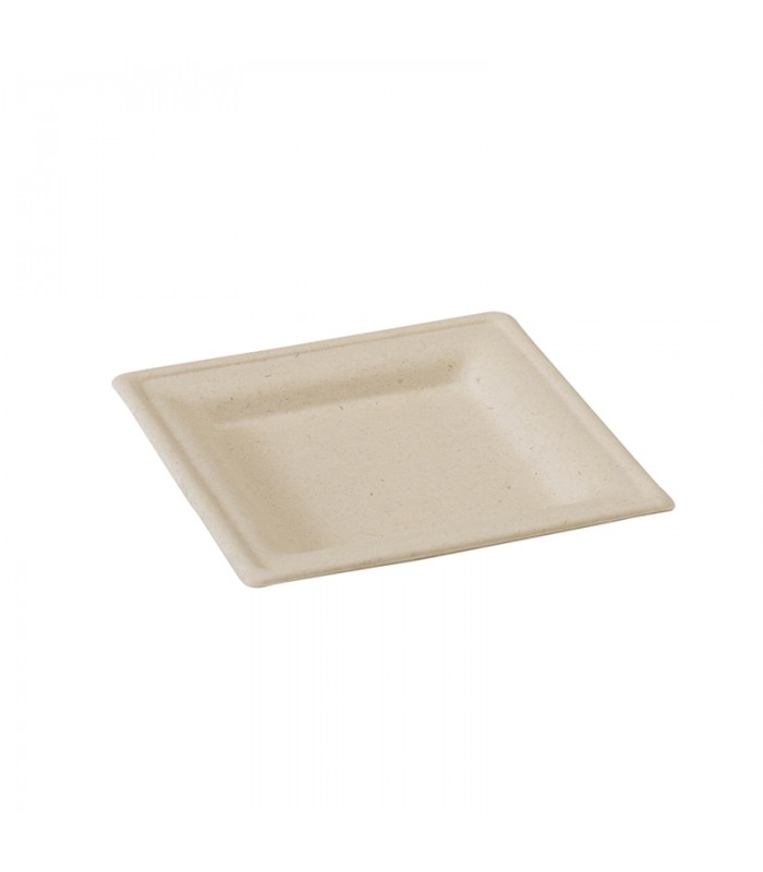 Assiette carrée brune en pulpe  160x160mm -25Pcs