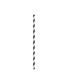 Paille papier noir/blanc  6mm  H197mm - 300Pcs