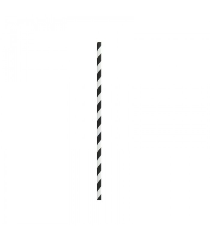 Paille papier noir/blanc  6mm  H197mm - 300Pcs