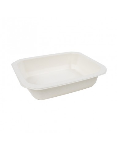 Barquette scellable pulpe laminée PLA "gastronorme" 1/ 8 160x130mm H36mm 465ml - 400Pcs