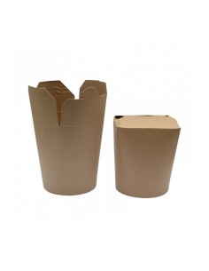 Pot carton rond kraft fermeture à fente 100x90mm H120mm 1000ml - 500Pcs