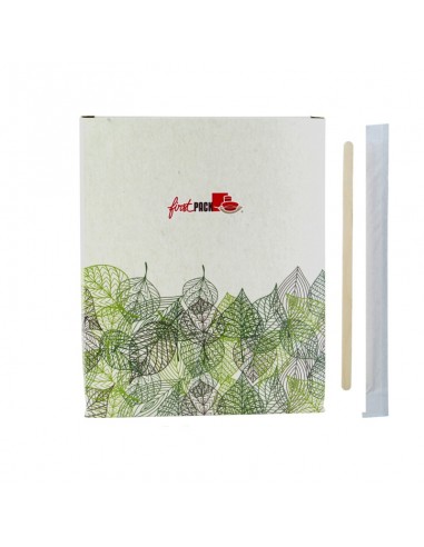 Spatule à café en bois en boite distributrice  6 H140mm - 5000Pcs